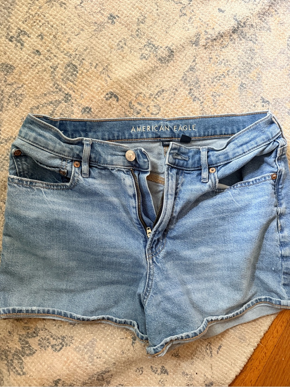 AE Strigid Super High-Waisted Relaxed Denim Shorts